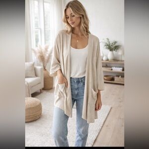 Dwelling Apparel Bamboo Cotton Blanket Cardigan Neutral Minimalist Cozy layer